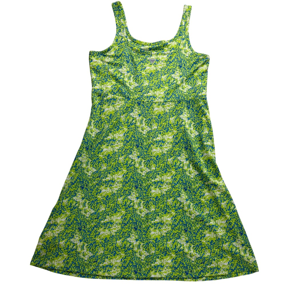 Columbia PFG Freezer III Dress Womens Medium M Green Blue Coral Print Sleeveless - Picture 10 of 11